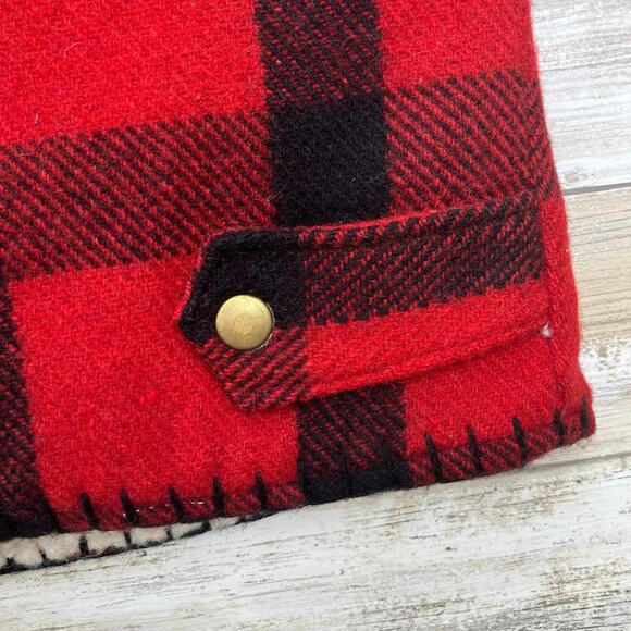 Authentic Joujou Vest Sz M Red Wool Plaid Shearling Zip Up Lined Grandpacore - Picture 8 of 10